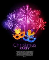 Merry Christmas and New Year Party with Masquerade Carnival Mask vector