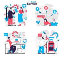 Email service concept set people isolated scenes in flat design vector