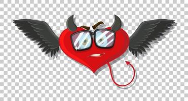 diablo en forma de corazón con expresión facial vector