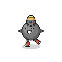 bowling ball cartoon as an ice skater vector