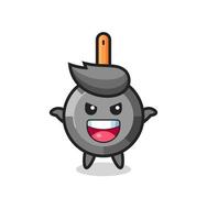 the illustration of cute frying pan doing scary gesture vector