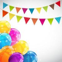 Party Background with Flags and Balloons Vector Illustration