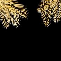 Beautiful Golden Palm Tree Leaf  Silhouette Background vector