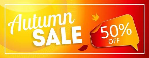 Shiny Autumn Leaves Sale Banner. Business Discount Card. vector