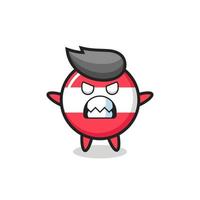 wrathful expression of the austria flag badge mascot character vector
