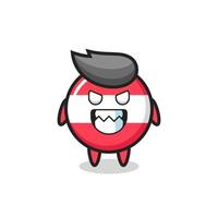 evil expression of the austria flag badge cute mascot character vector