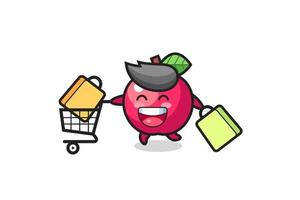 black Friday illustration with cute apple mascot vector