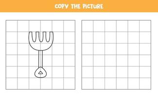 Copy the picture of rake. Logical game for kids. vector