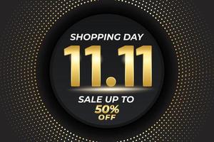 11.11 Shopping festival sale banner with gold element vector