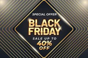 Black friday sale banner template with black and gold luxury style vector