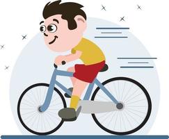 Small Boy Kid riding bicycle with speed lines vector