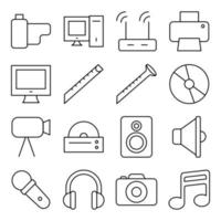 paquete de iconos lineales de música y entretenimiento. vector