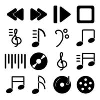 paquete de iconos sólidos de equipos de música vector