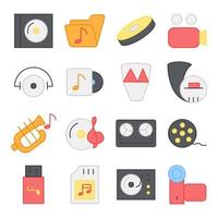 paquete de iconos planos de herramientas de música vector