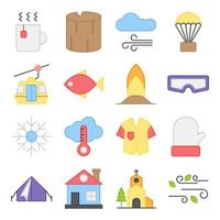 Pack of Nature and Weather Flat Icons vector