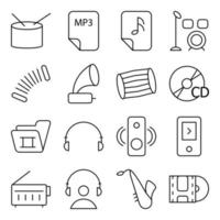 Pack of Music Instruments linear Icons vector