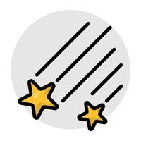 un diseño plano, icono de estrellas fugaces vector