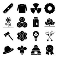 Pack of Nature and Meteorology Solid Icons vector