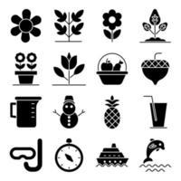 Pack of Nature Solid Icons vector
