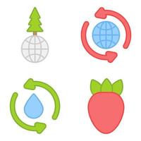 paquete de iconos planos de naturaleza y jardinería vector