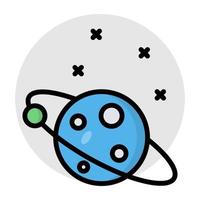 un diseño plano, icono de planeta giratorio. vector