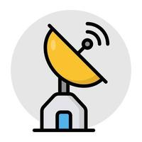 A flat design, icon of satellite antenna vector