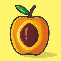 apricot fruit slice illustration in flat style vector