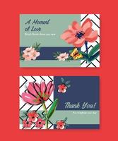 Facebook template with brush florals concept design watercolor vector