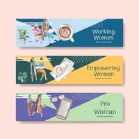 Bannner template with world water day concept design watercolor vector