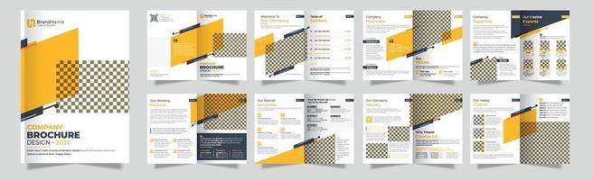 Modern 16 page corporate business brochure design template vector