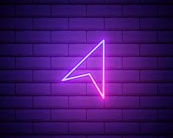 Computer pointer, cursor or mouse arrow, click. Neon style. vector