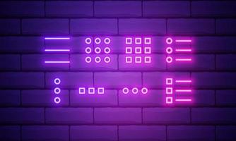 App menu color glowing neon vector icon. Set of menu buttons