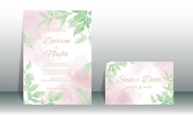 Beautiful floral watercolor wedding invitation card