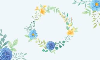 Beautiful floral watercolor background frame vector