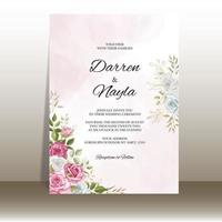 tarjeta de invitación de boda floral de lujo y elegante vector