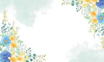 Beautiful floral watercolor background frame vector