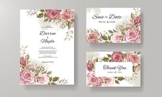 Beautiful wedding invitation with rose ornament vector