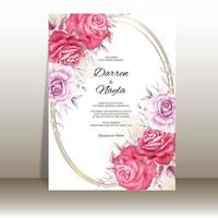 Beautiful wedding invitation card with watercolor flowers vector