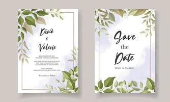 Beautiful wedding invitation card with leaf decoration vector