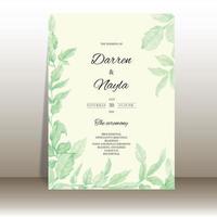 Beautiful floral watercolor wedding invitation card vector
