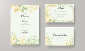 Beautiful floral watercolor wedding invitation card vector