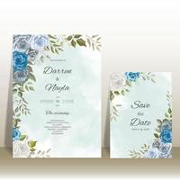 Beautiful floral wedding invitation card template vector