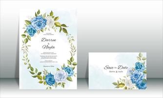 elegante tarjeta de invitación de boda floral vector