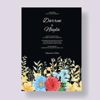 Beautiful floral watercolor wedding invitation card template