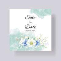 elegante y lujosa tarjeta de invitación de boda floral acuarela vector