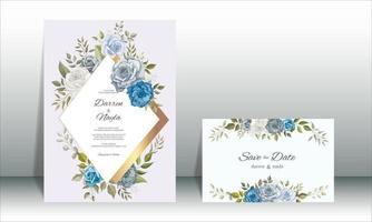 hermosa plantilla de tarjeta de invitación de boda floral vector