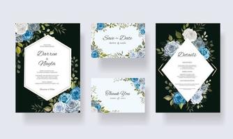Beautiful hand drawn floral wedding invitation template design vector