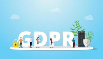 Concepto de regulación general de protección de datos de gdpr con texto grande vector