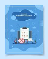 marketing strategy concept people around computer chart clip board vector