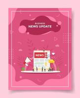 news update concept people around ui video playlist speaker vector